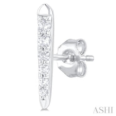 1/10 Ctw Petite Vertical Bar Graduated Round Cut Diamond Fashion Stud Earring in 10K White Gold 1/10 Ctw Petite Vertical Bar Graduated Round Cut Diamond Fashion Stud Earring in 10K White Gold