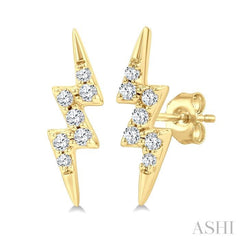 1/10 Ctw Petite Lightning Bolt Round Cut Diamond Fashion Stud Earring in 10K Yellow Gold 1/10 Ctw Petite Lightning Bolt Round Cut Diamond Fashion Stud Earring in 10K Yellow Gold