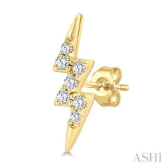 1/10 Ctw Petite Lightning Bolt Round Cut Diamond Fashion Stud Earring in 10K Yellow Gold 1/10 Ctw Petite Lightning Bolt Round Cut Diamond Fashion Stud Earring in 10K Yellow Gold