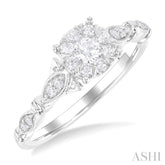 3/8 Ctw Round Lovebright Diamond Engagement Ring in 14K White Gold