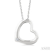 1/50 Ctw Heart Frame Round Cut Diamond Fashion Pendant With Chain in Sterling Silver