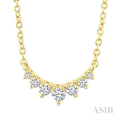 1/8 Ctw Graduated Petite Diamond Smile Necklace in 14K Yellow Gold