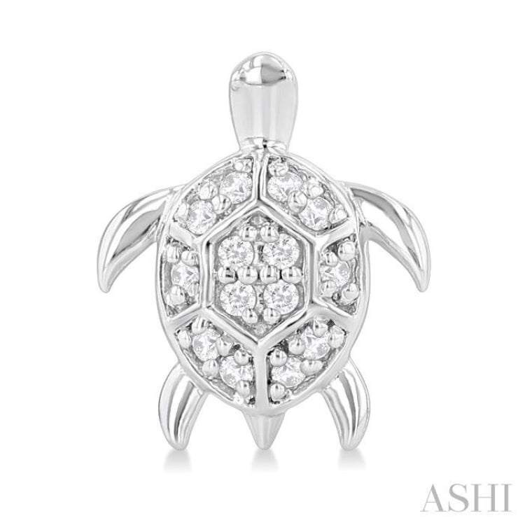 1/10 Ctw Petite Turtle Round Cut Diamond Fashion Stud Earring in 10K White Gold 1/10 Ctw Petite Turtle Round Cut Diamond Fashion Stud Earring in 10K White Gold
