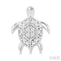 1/10 Ctw Petite Turtle Round Cut Diamond Fashion Stud Earring in 10K White Gold 1/10 Ctw Petite Turtle Round Cut Diamond Fashion Stud Earring in 10K White Gold