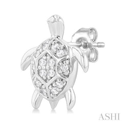 1/10 Ctw Petite Turtle Round Cut Diamond Fashion Stud Earring in 10K White Gold 1/10 Ctw Petite Turtle Round Cut Diamond Fashion Stud Earring in 10K White Gold