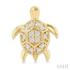 1/10 Ctw Petite Turtle Round Cut Diamond Fashion Stud Earring in 10K Yellow Gold 1/10 Ctw Petite Turtle Round Cut Diamond Fashion Stud Earring in 10K Yellow Gold
