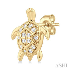 1/10 Ctw Petite Turtle Round Cut Diamond Fashion Stud Earring in 10K Yellow Gold 1/10 Ctw Petite Turtle Round Cut Diamond Fashion Stud Earring in 10K Yellow Gold
