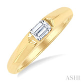 1/3 Ctw East-West Set Emerald Cut Diamond Solitaire Fashion Ring in 14K Yellow Gold