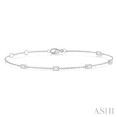 1/4 Ctw Petite Baguette Diamond Station Bracelet in 10K White Gold