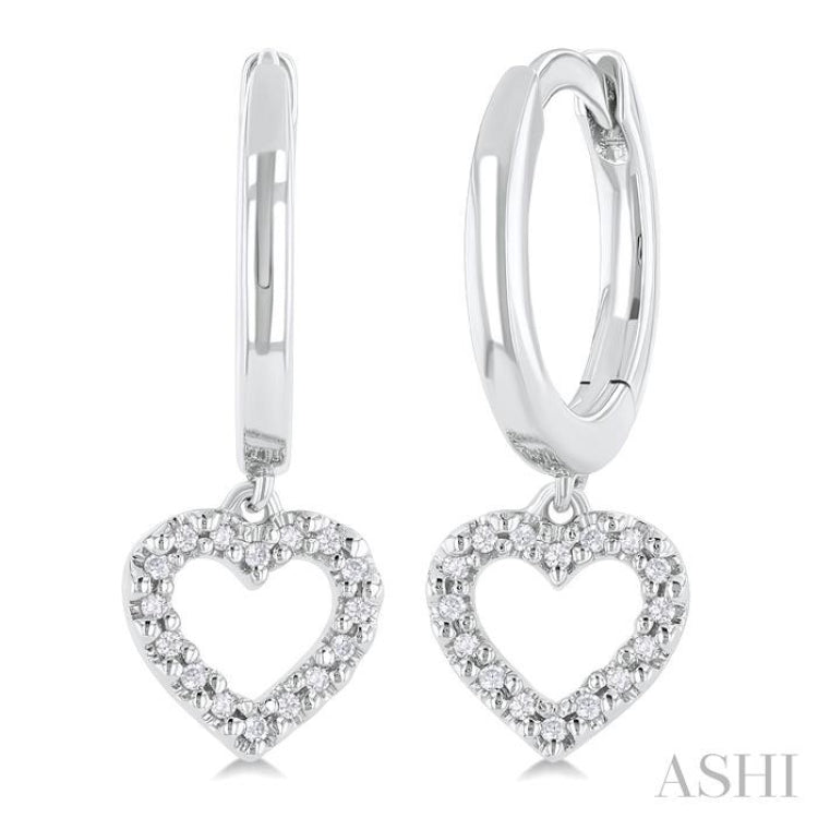 1/10 Ctw Petite Heart Shape Round Cut Diamond Fashion Huggies Earrings in 10K White Gold 1/10 Ctw Petite Heart Shape Round Cut Diamond Fashion Huggies Earrings in 10K White Gold