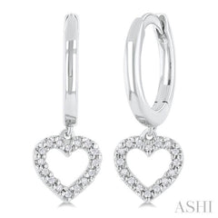 1/10 Ctw Petite Heart Shape Round Cut Diamond Fashion Huggies Earrings in 10K White Gold 1/10 Ctw Petite Heart Shape Round Cut Diamond Fashion Huggies Earrings in 10K White Gold