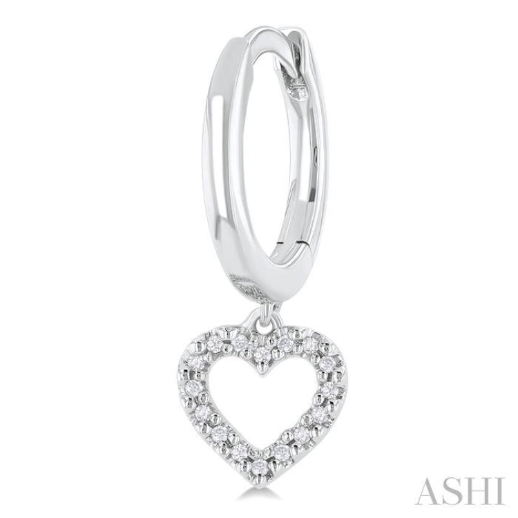 1/10 Ctw Petite Heart Shape Round Cut Diamond Fashion Huggies Earrings in 10K White Gold 1/10 Ctw Petite Heart Shape Round Cut Diamond Fashion Huggies Earrings in 10K White Gold