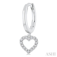 1/10 Ctw Petite Heart Shape Round Cut Diamond Fashion Huggies Earrings in 10K White Gold 1/10 Ctw Petite Heart Shape Round Cut Diamond Fashion Huggies Earrings in 10K White Gold