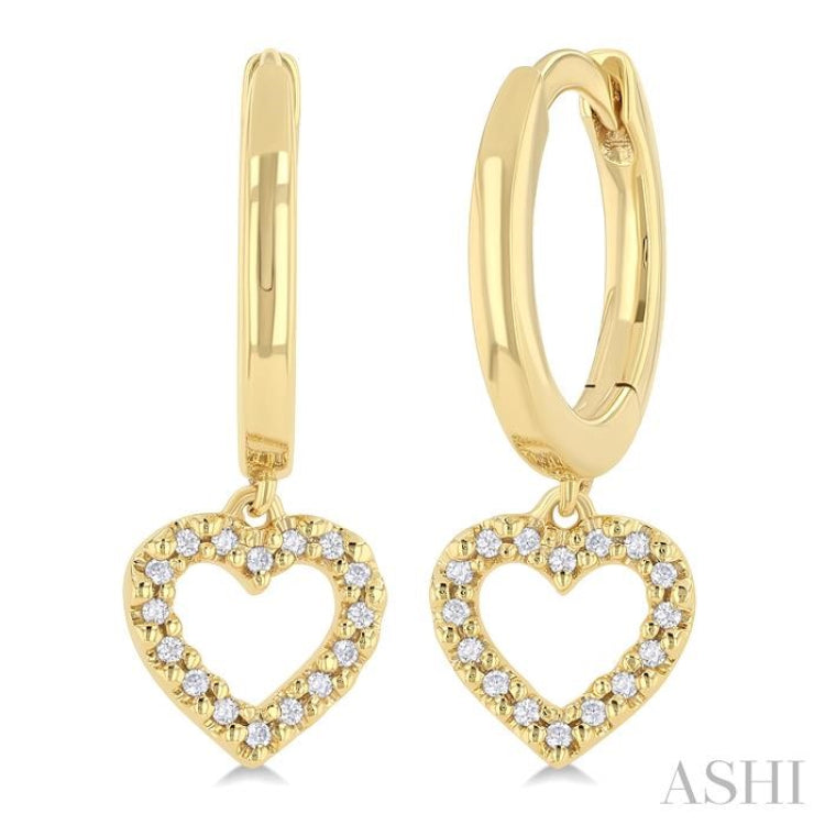 1/10 Ctw Petite Heart Shape Round Cut Diamond Fashion Huggies in 10K Yellow Gold 1/10 Ctw Petite Heart Shape Round Cut Diamond Fashion Huggies in 10K Yellow Gold