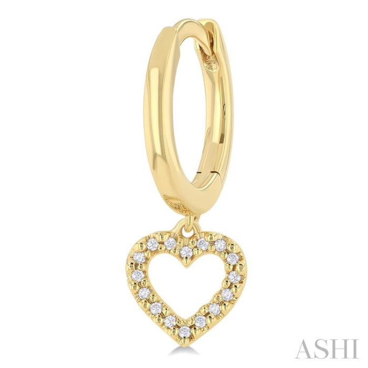 1/10 Ctw Petite Heart Shape Round Cut Diamond Fashion Huggies in 10K Yellow Gold 1/10 Ctw Petite Heart Shape Round Cut Diamond Fashion Huggies in 10K Yellow Gold