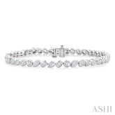 4 Ctw Mixed Diamond Cut Fashion Tennis Bracelet in 14K White Gold