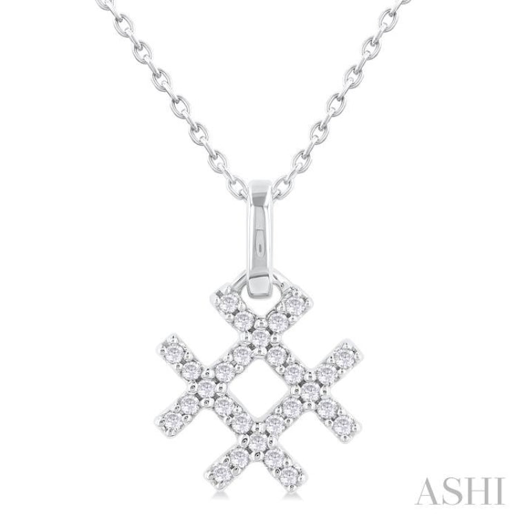 1/10 Ctw Petite Hashtag Motif Round Cut Diamond Fashion Pendant With Chain in 10K White Gold 1/10 Ctw Petite Hashtag Motif Round Cut Diamond Fashion Pendant With Chain in 10K White Gold