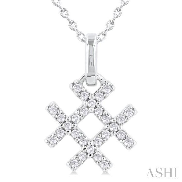 1/10 Ctw Petite Hashtag Motif Round Cut Diamond Fashion Pendant With Chain in 10K White Gold 1/10 Ctw Petite Hashtag Motif Round Cut Diamond Fashion Pendant With Chain in 10K White Gold