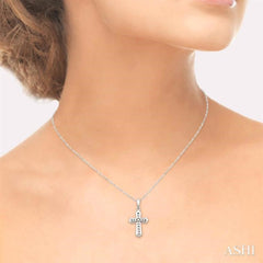 1/10 Ctw Round Cut Diamond Cross Pendant in 10K White Gold with Chain 1/10 Ctw Round Cut Diamond Cross Pendant in 10K White Gold with Chain
