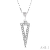 1/10 Ctw Hollow Center Inverted Triangle Round Cut Diamond Pendant With Chain in 10K White Gold