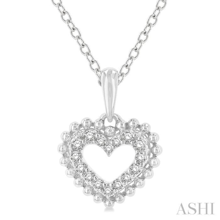 1/10 Ctw Petite Heart Round Cut Diamond Fashion Pendant With Chain in 10K White Gold 1/10 Ctw Petite Heart Round Cut Diamond Fashion Pendant With Chain in 10K White Gold