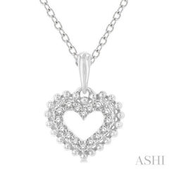 1/10 Ctw Petite Heart Round Cut Diamond Fashion Pendant With Chain in 10K White Gold 1/10 Ctw Petite Heart Round Cut Diamond Fashion Pendant With Chain in 10K White Gold
