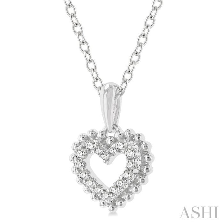 1/10 Ctw Petite Heart Round Cut Diamond Fashion Pendant With Chain in 10K White Gold 1/10 Ctw Petite Heart Round Cut Diamond Fashion Pendant With Chain in 10K White Gold