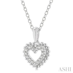 1/10 Ctw Petite Heart Round Cut Diamond Fashion Pendant With Chain in 10K White Gold 1/10 Ctw Petite Heart Round Cut Diamond Fashion Pendant With Chain in 10K White Gold