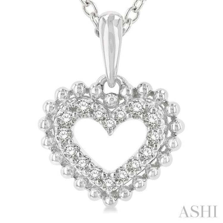 1/10 Ctw Petite Heart Round Cut Diamond Fashion Pendant With Chain in 10K White Gold 1/10 Ctw Petite Heart Round Cut Diamond Fashion Pendant With Chain in 10K White Gold