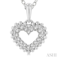 1/10 Ctw Petite Heart Round Cut Diamond Fashion Pendant With Chain in 10K White Gold 1/10 Ctw Petite Heart Round Cut Diamond Fashion Pendant With Chain in 10K White Gold