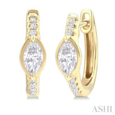 1/3 Ctw Marquise Centerpiece and Round Cut Diamond Fashion Huggie Earrings in 14K Yellow Gold