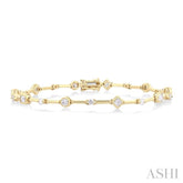1 1/5 Ctw Mixed Diamond Cut Bar Link Bracelet in 14K Yellow Gold