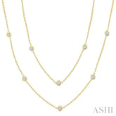 2 Ctw Bezel Set Round Cut Diamond Station Long Necklace in 14K Yellow Gold