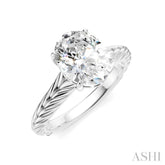 1/20 Ctw Oval Shape Round Cut Diamond Semi-Mount Engagement Ring in 14K White Gold