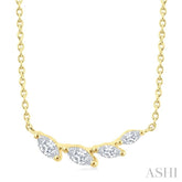 1/4 Ctw Graduated Marquise Cut Diamond Fashion Necklace in 14K Yellow Gold