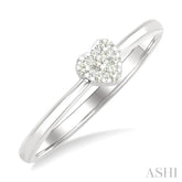 1/10 Ctw Lovebright Petite Heart Shape Round Cut Diamond Fashion Ring in 10K White Gold