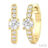 3/8 Ctw Round Shape Round Cut Diamond Fashion Huggie Petite Earrings in 14K Yellow Gold