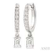 3/8 Ctw Octagon Shape and Round Cut Diamond Fashion Huggie Petite Earrings in 14K White Gold