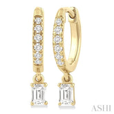 3/8 Ctw Octagon Shape and Round Cut Diamond Fashion Huggie Petite Earrings in 14K Yellow Gold