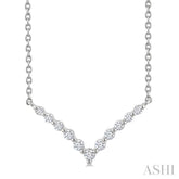 1/8 Ctw Petite Chevron Round Cut Diamond Pendant With Chain in Sterling Silver