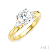 1/4 Ctw Circular Shape Trillion and Round Cut Diamond Semi-Mount Engagement Ring in 14K Yellow and White Gold