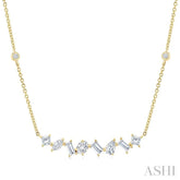 1 Ctw Mixed Diamond Cut Fashion Station Necklace in 14K Yellow Gold