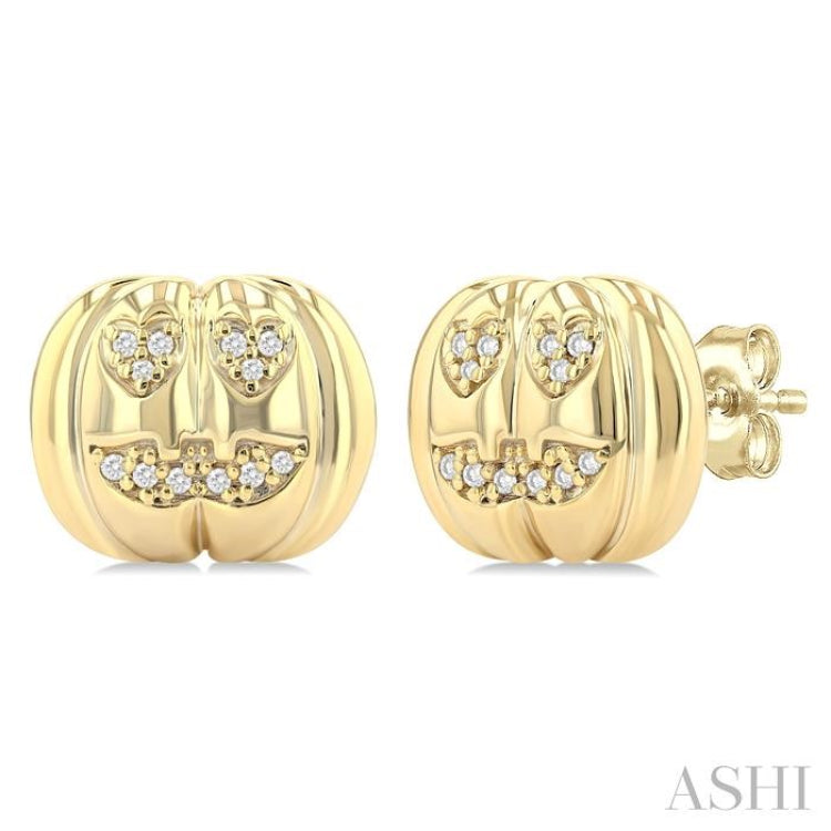1/10 Ctw Petite Pumpkin Single Cut Diamond Fashion Earrings in 10K Yellow Gold 1/10 Ctw Petite Pumpkin Single Cut Diamond Fashion Earrings in 10K Yellow Gold