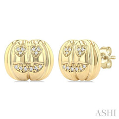 1/10 Ctw Petite Pumpkin Single Cut Diamond Fashion Earrings in 10K Yellow Gold 1/10 Ctw Petite Pumpkin Single Cut Diamond Fashion Earrings in 10K Yellow Gold