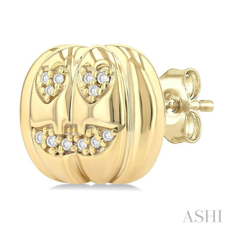 1/10 Ctw Petite Pumpkin Single Cut Diamond Fashion Earrings in 10K Yellow Gold 1/10 Ctw Petite Pumpkin Single Cut Diamond Fashion Earrings in 10K Yellow Gold