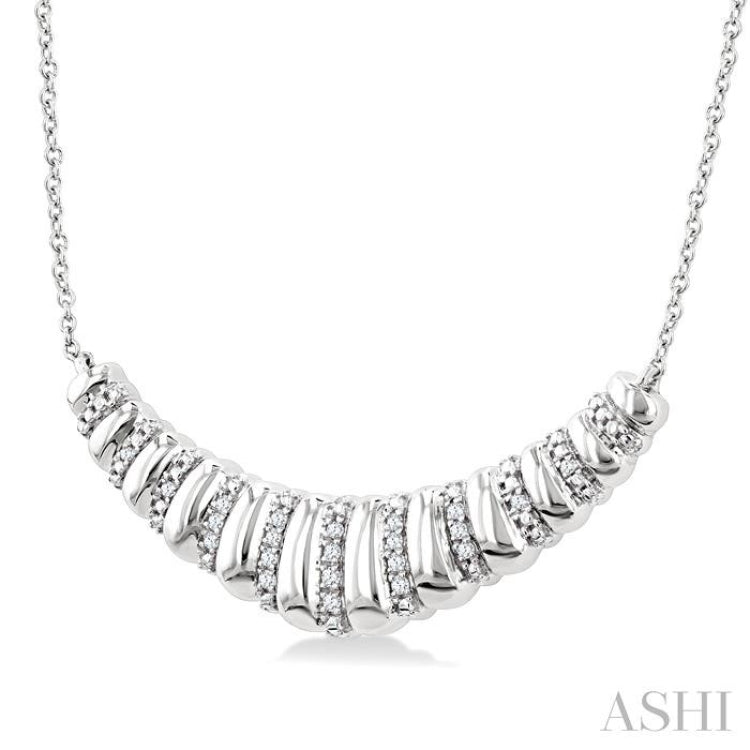 1/10 Ctw Ribbed Dome Shape Single Cut Diamond Bold Fashion Pendant With Chain in Sterling Silver 1/10 Ctw Ribbed Dome Shape Single Cut Diamond Bold Fashion Pendant With Chain in Sterling Silver