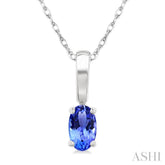 5X3 MM Oval Shape Tanzanite Precious Solitaire Pendant With Chain in 14K White Gold