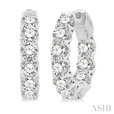 5 Ctw Inside-Out Embellished Round Cut Diamond Hoop Earrings in 14K White Gold