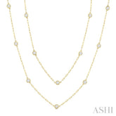 2 Ctw Bezel Set Round Cut Diamond 36-Inch Station Necklace in 14K Yellow Gold