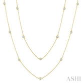 1 Ctw Bezel Set Round Cut Diamond Station Long Necklace in 14K Yellow Gold